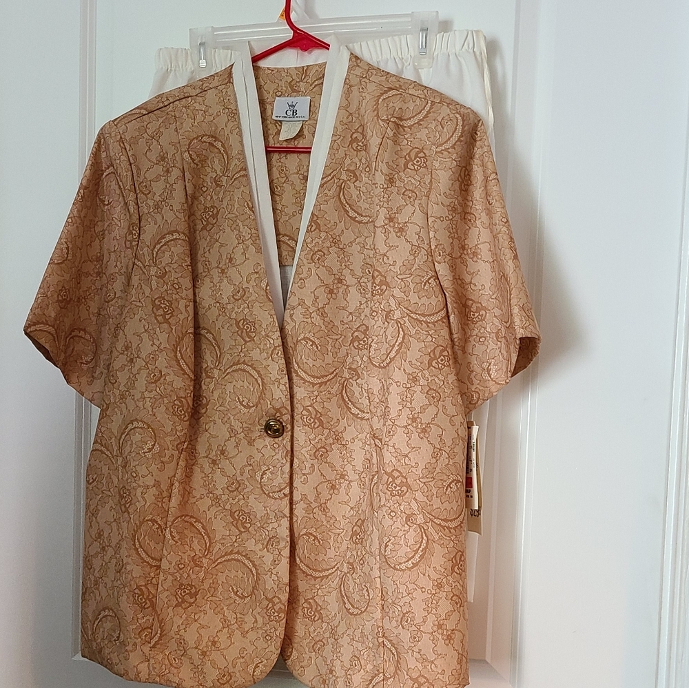 Cream Skirt with Tan Paisley Jacket